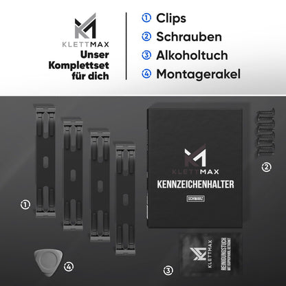 KLETTMAX® 3D Kennzeichenhalter – Speziell für 3D Kennzeichen, Rahmenlos, Ohne Bohren