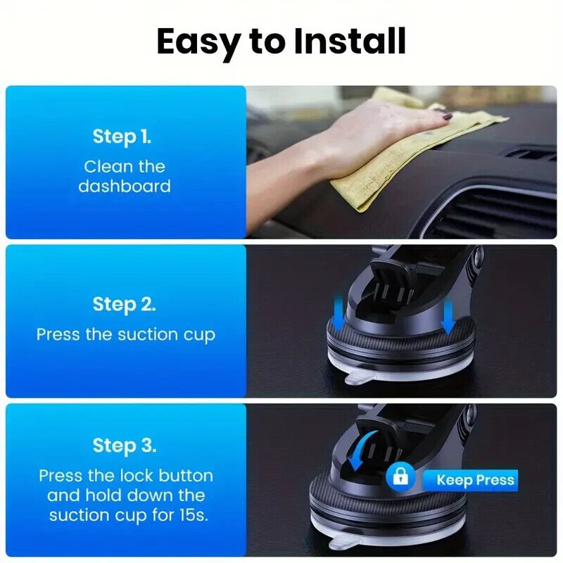 Handyhalterung Auto mit Saugnapf – 360° Halter fürs Armaturenbrett & Scheibe