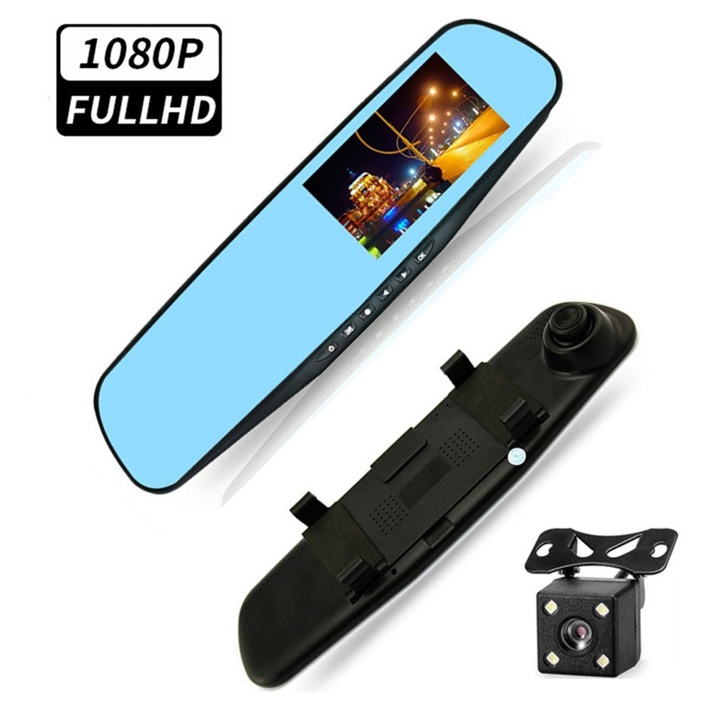 4.3" FHD 1080P Spiegel Dashcam mit Dual Lens & Rückfahrkamera – Auto DVR Recorder