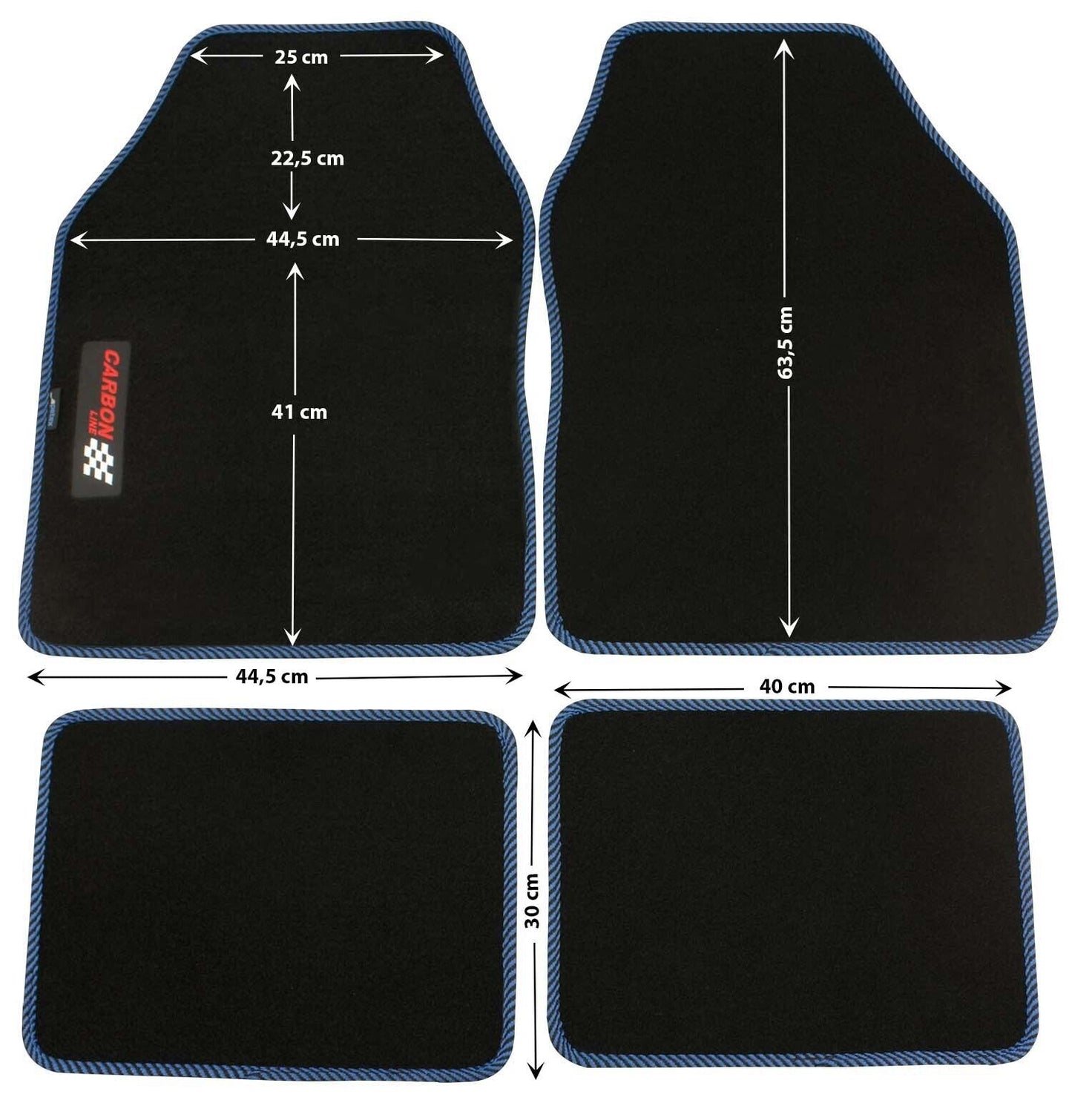 PETEX Autoteppich „Carbon“ – Universal Fußmatten Set, 4-teilig, in 9 Farben