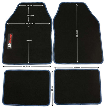 PETEX Autoteppich „Carbon“ – Universal Fußmatten Set, 4-teilig, in 9 Farben
