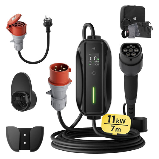 EV Ladegerät & Ladekabel 7m – 11/22kW, 16/32A, CEE, Typ 2 Mobile Wallbox