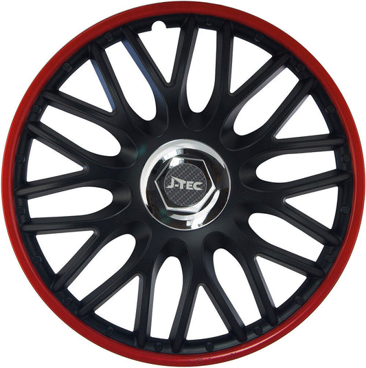 4x Radkappen 15 Zoll Orden Red/Black – Radzierblenden Schwarz/Rot