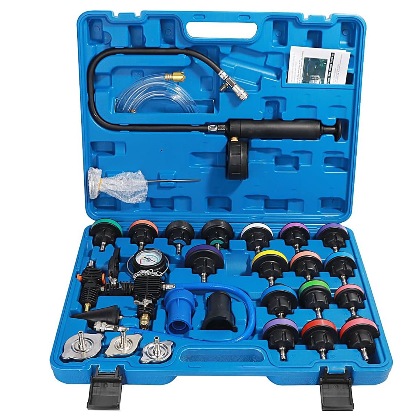 28tlg. Kühlsystem Tester Set – Abdrückgerät mit Vakuum- & Lecksuch-Funktion