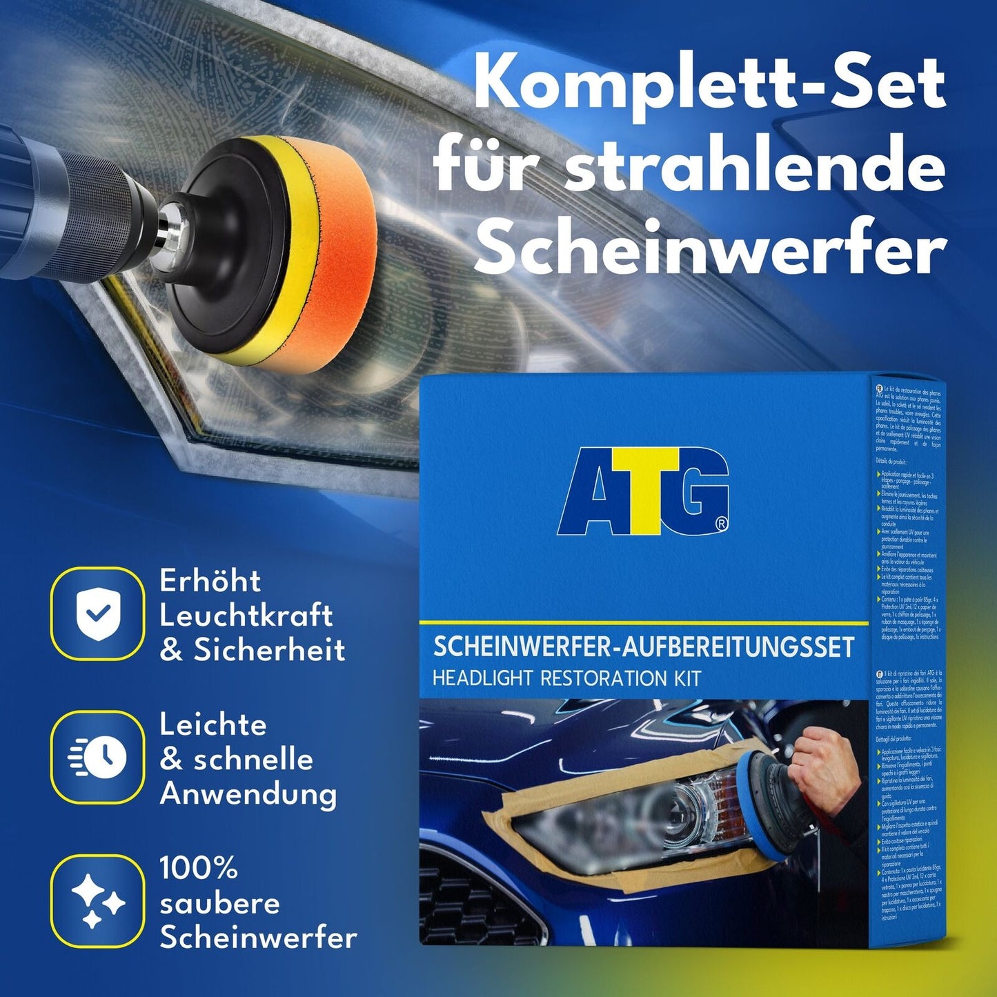 ATG Scheinwerfer Aufbereitung Set – Politur gegen matte Scheinwerfer