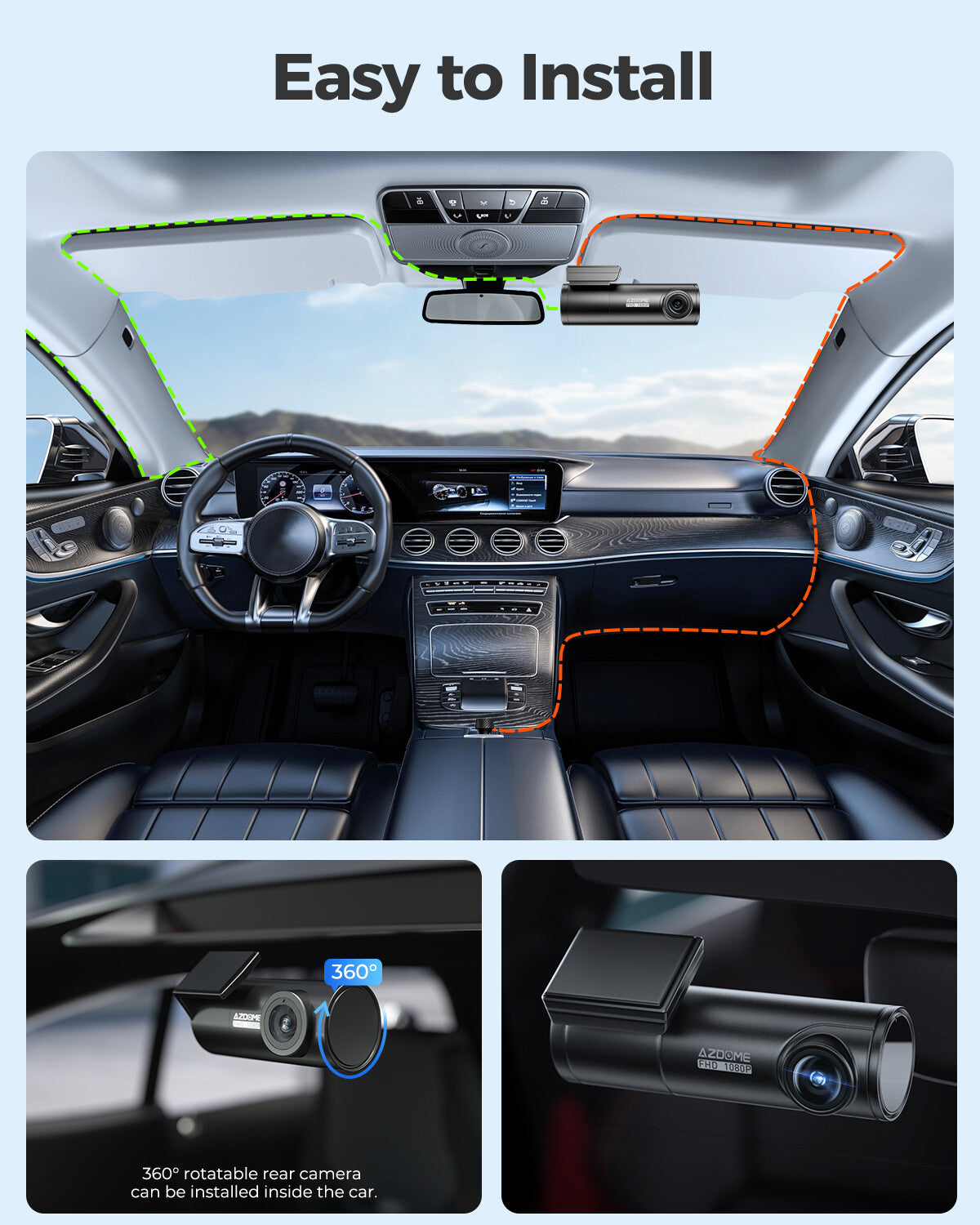 AZDOME M300S Dashcam 4K – Auto Kamera vorne & hinten mit App & WLAN