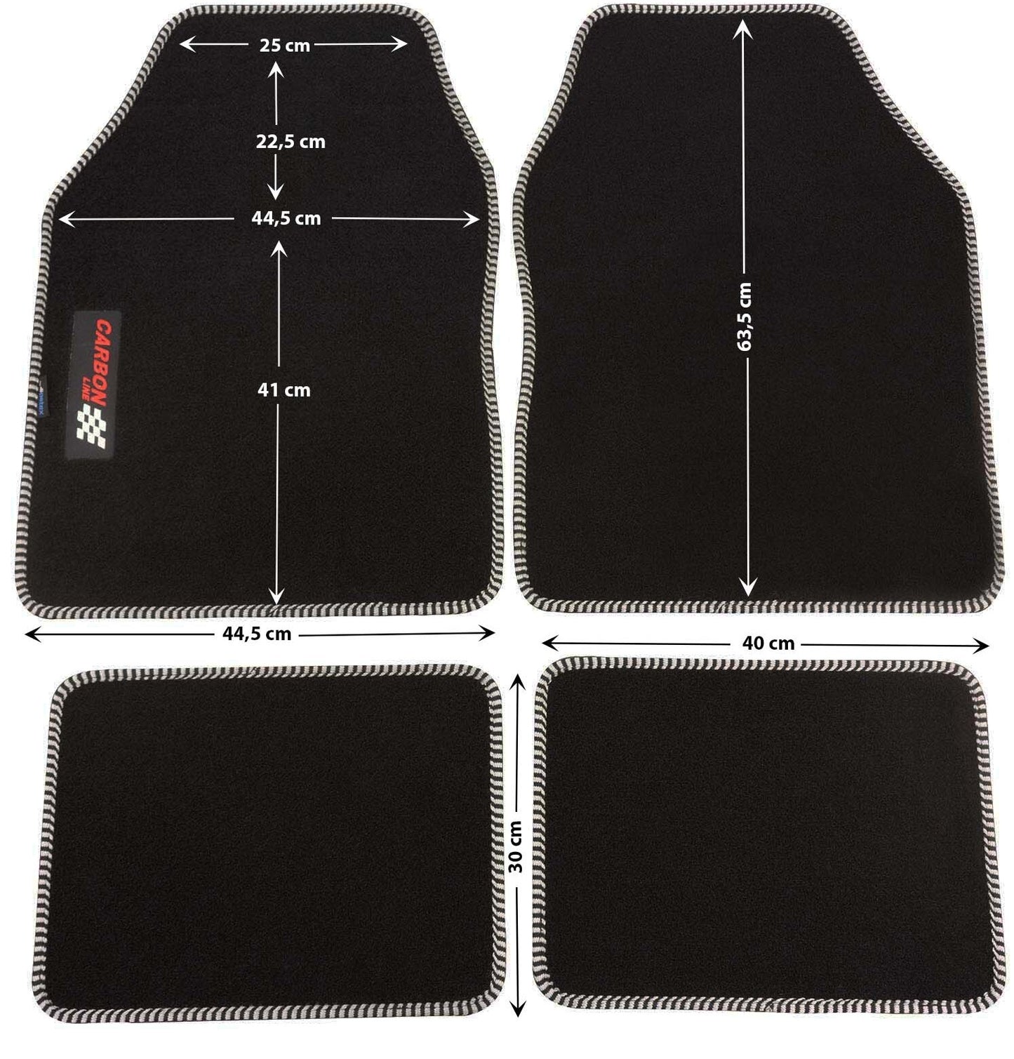 PETEX Autoteppich „Carbon“ – Universal Fußmatten Set, 4-teilig, in 9 Farben