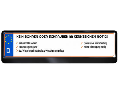 2x Kennzeichenhalter kurz 46cm Schwarz Hochglanz – Nummernschild Halterung 460mm