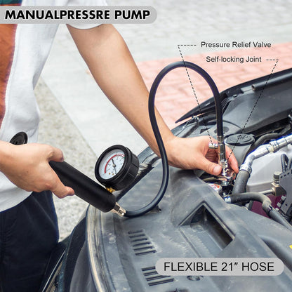 28-piece cooling system tester set – pressure tester with vacuum and leak detection function