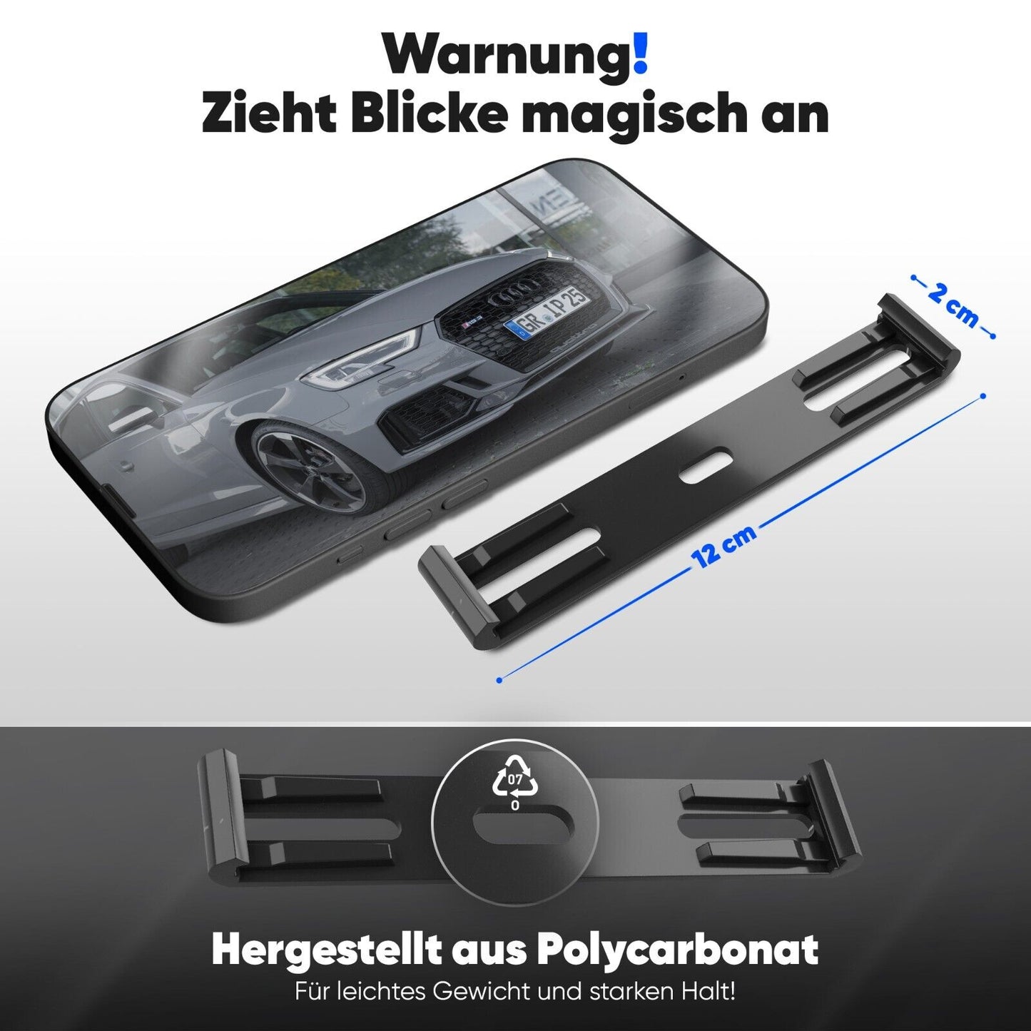 KLETTMAX® 3D Kennzeichenhalter – Speziell für 3D Kennzeichen, Rahmenlos, Ohne Bohren
