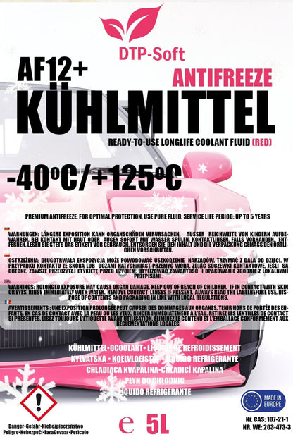 5L Kühlmittel Rot G12+ – Frostschutz AF12+ bis -40°C für alle Fahrzeuge