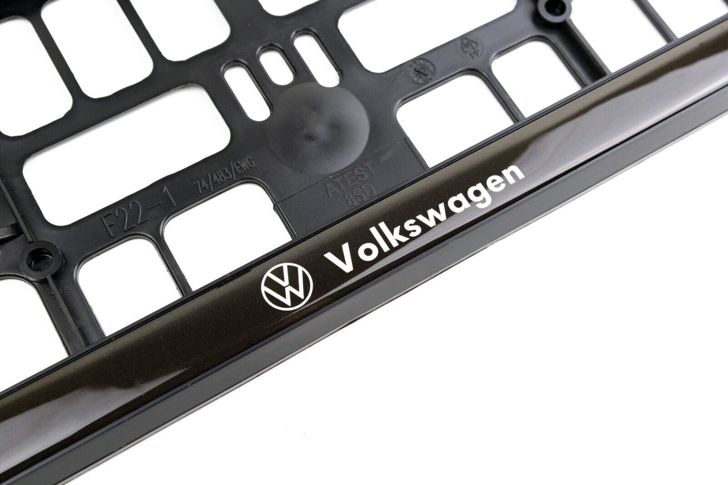 2x Volkswagen Nummernschildhalter – Schwarz mit Doming