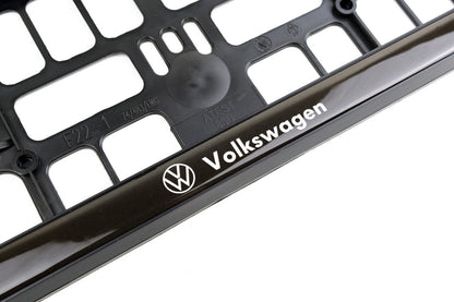 2x Volkswagen Nummernschildhalter – Schwarz mit Doming