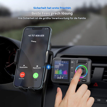 Nadajnik samochodowy FM Bluetooth 5.0 – z USB QC3.0, diodą LED i systemem głośnomówiącym