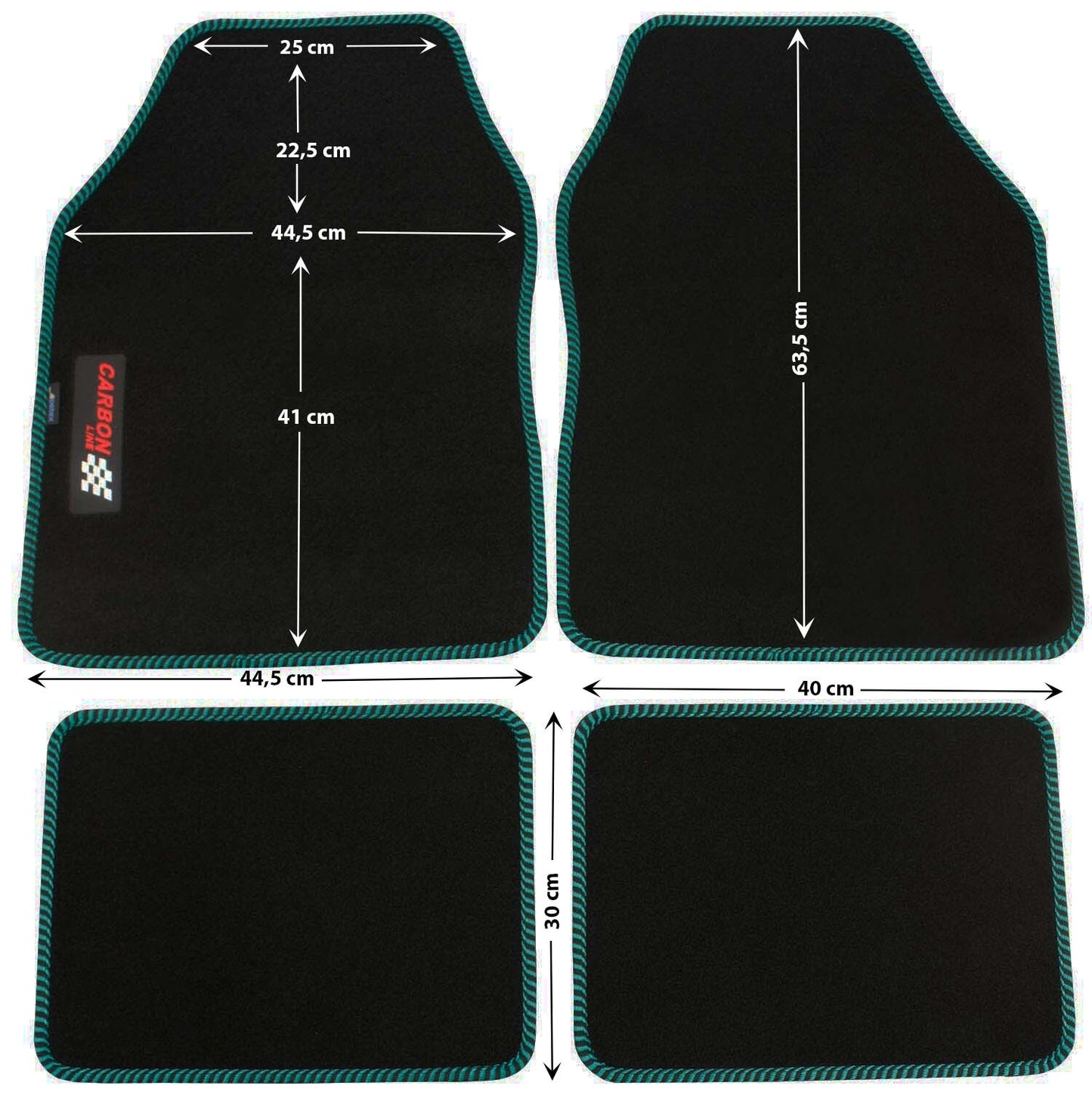 PETEX Autoteppich „Carbon“ – Universal Fußmatten Set, 4-teilig, in 9 Farben