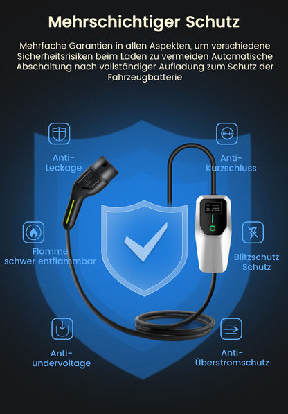 EV Charger Type 2 – 11kW Charging Cable 10A/16A, 3-Phase, Wallbox, 4m