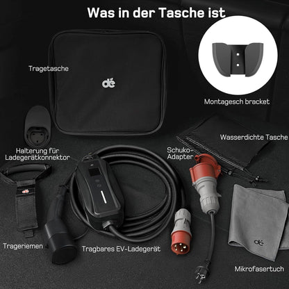 EV charger &amp; charging cable 7m – 11/22kW, 16/32A, CEE, Type 2 Mobile Wallbox