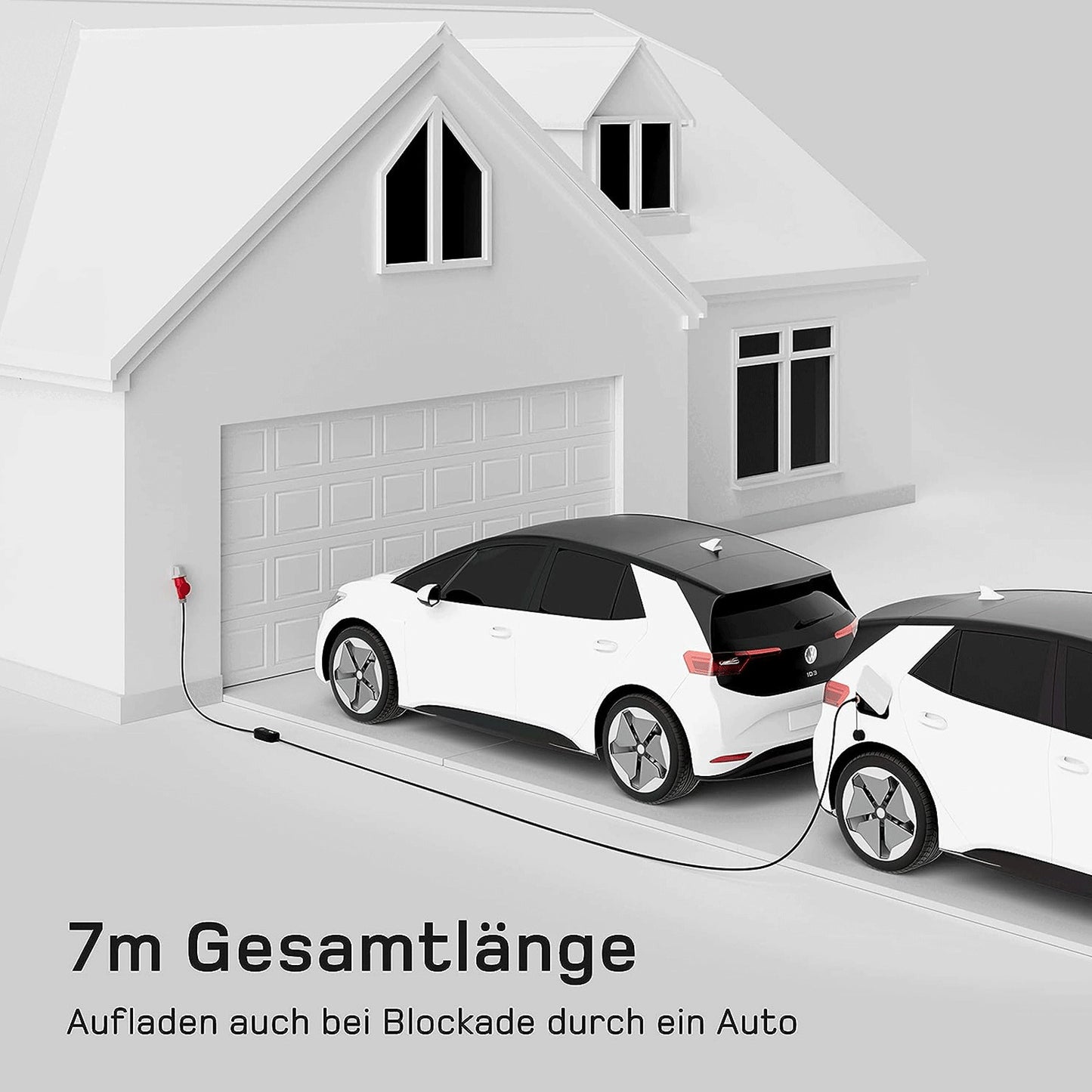 EV charger &amp; charging cable 7m – 11/22kW, 16/32A, CEE, Type 2 Mobile Wallbox