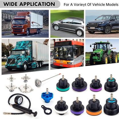 28-piece cooling system tester set – pressure tester with vacuum and leak detection function