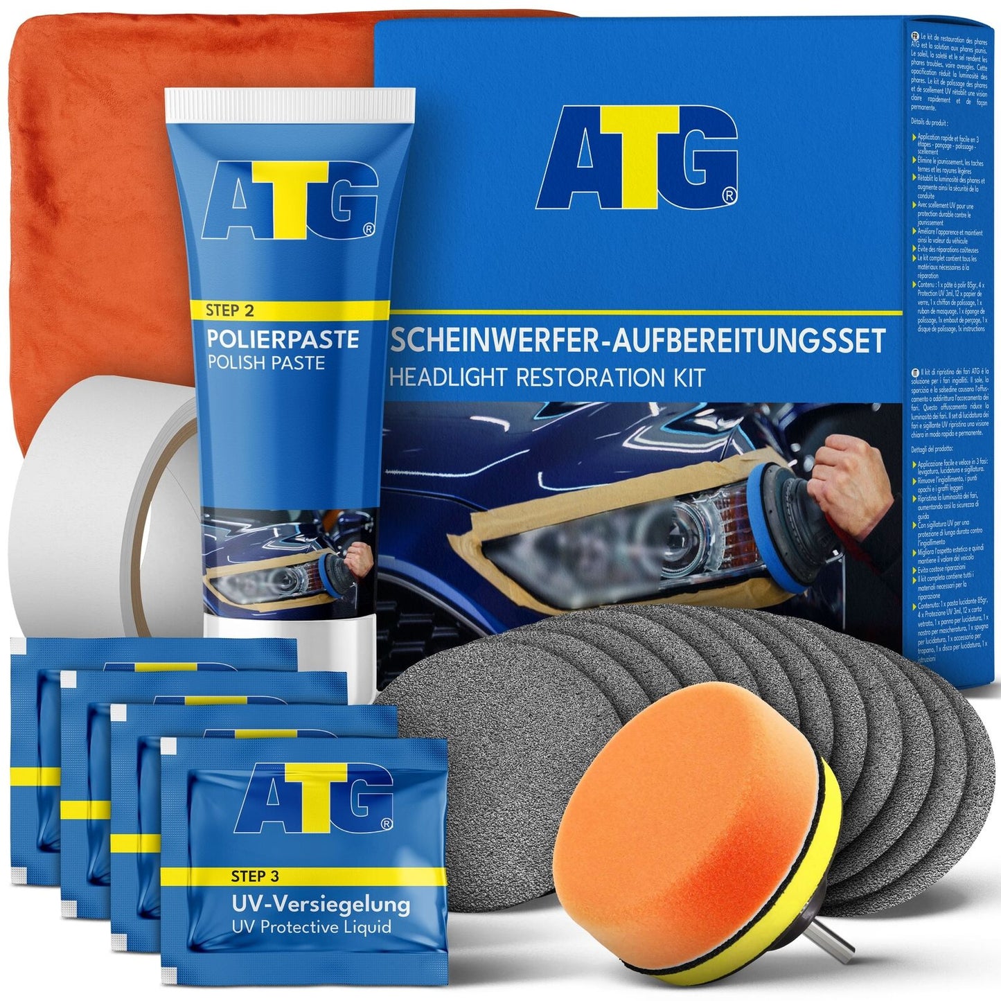 ATG Scheinwerfer Aufbereitung Set – Politur gegen matte Scheinwerfer
