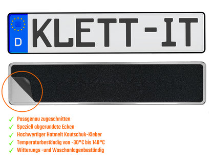 2x Klett Kennzeichenhalter – Rahmenlos, Kennzeichenhalterung ohne Bohren, 52x11 cm