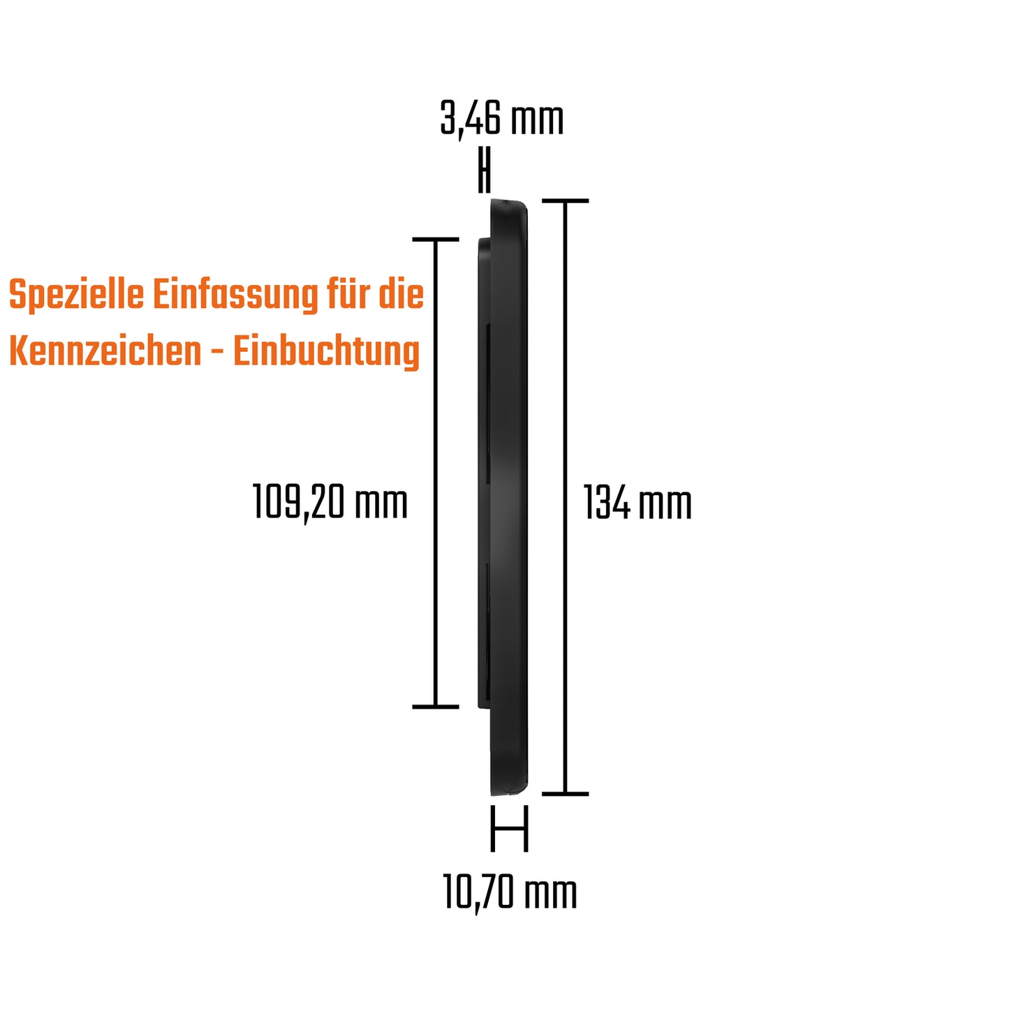 2x Kennzeichenhalter kurz 46cm Schwarz Hochglanz – Nummernschild Halterung 460mm