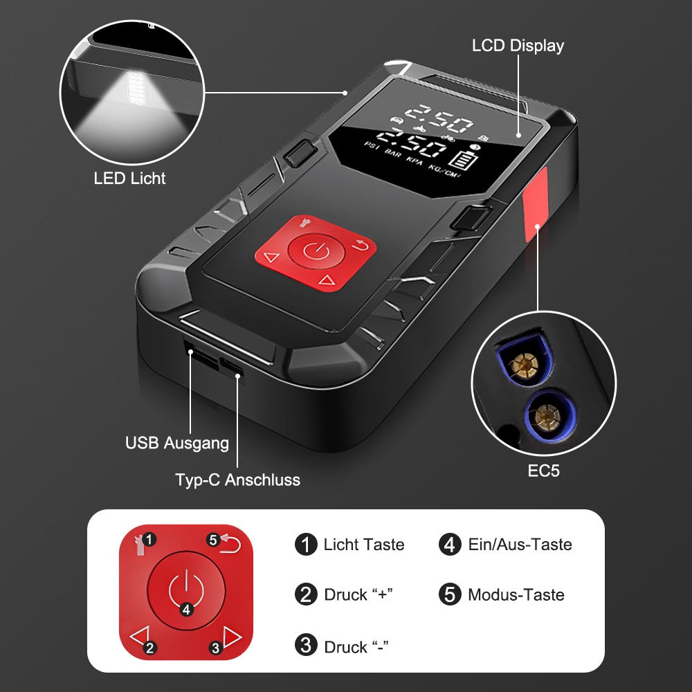 Starthilfegerät 99800mAh 12V mit kompressor
