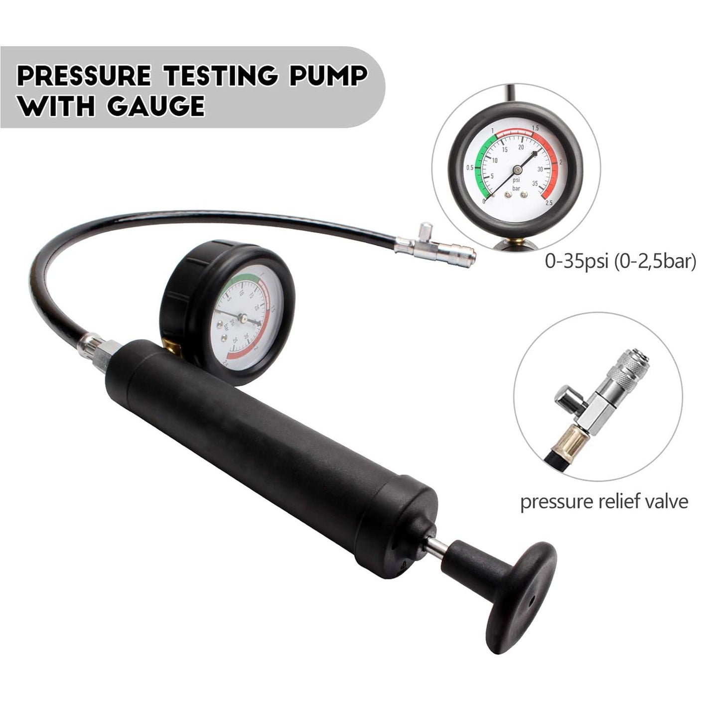 28tlg. Kühlsystem Tester Set – Abdrückgerät mit Vakuum- & Lecksuch-Funktion
