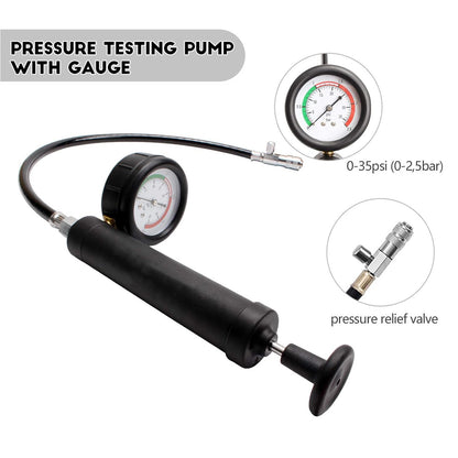 28-piece cooling system tester set – pressure tester with vacuum and leak detection function
