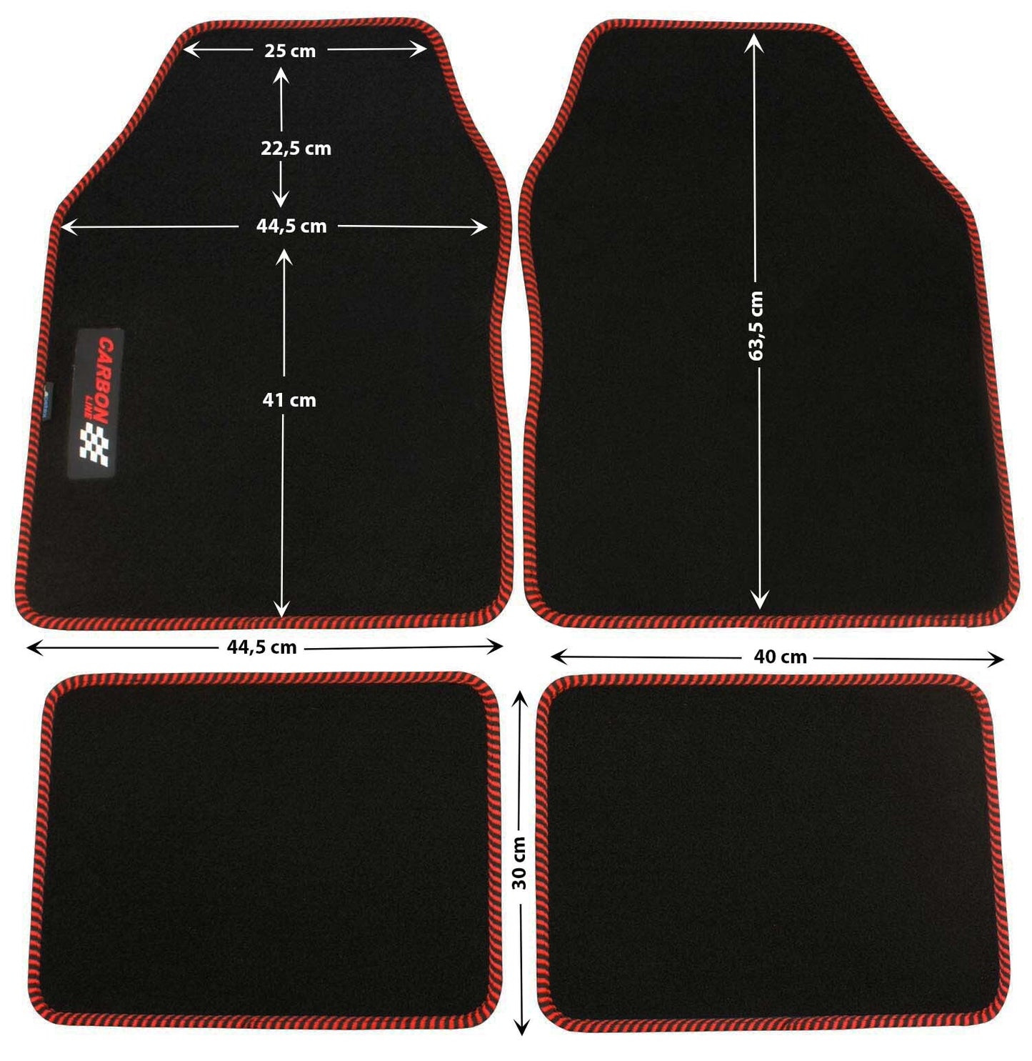 PETEX Autoteppich „Carbon“ – Universal Fußmatten Set, 4-teilig, in 9 Farben