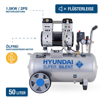 HYUNDAI Silent Kompressor SAC55753 – 50L, 59dB, kompakt & leistungsstark