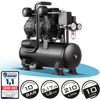 STAHLWERK Kompressor – 10 bar, 2,1 PS, 1,6 kW, 210 l/min Druckluftkompressor
