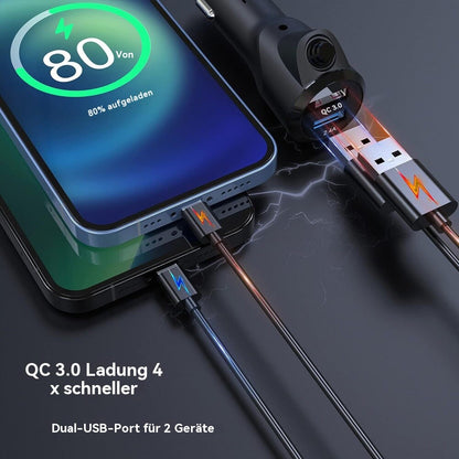 Nadajnik samochodowy FM Bluetooth 5.0 – z USB QC3.0, diodą LED i systemem głośnomówiącym