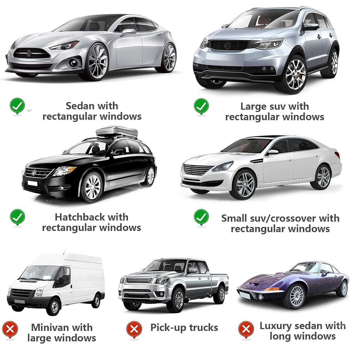 2x Car Sun Visor Side Window – UV Protection 47×21 inches for SUV &amp; Van